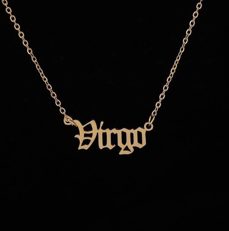 Wholesale Stainless Steel 12 Constellations English Letter Necklace